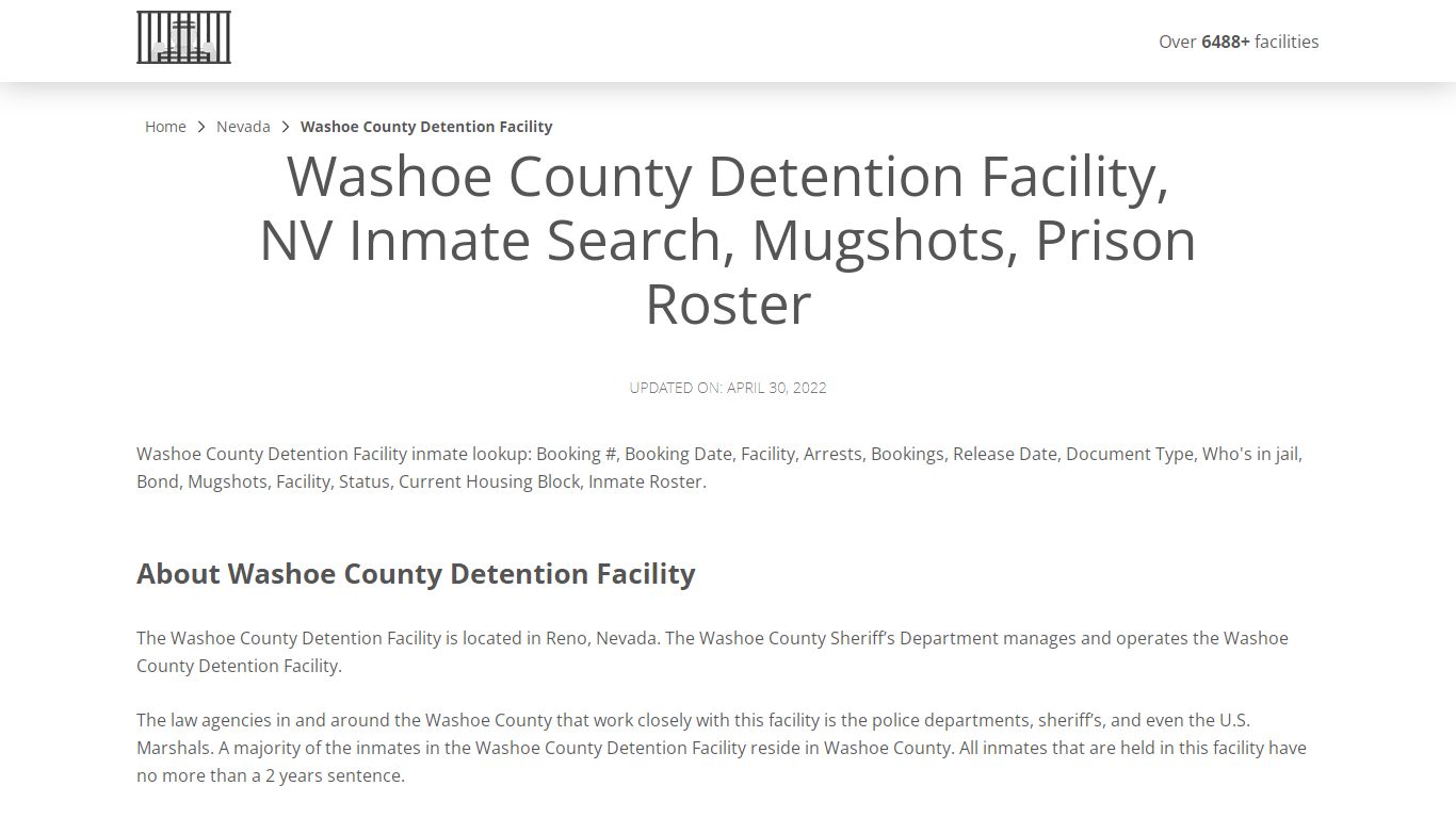 Washoe County Detention Facility, NV Inmate Search ...